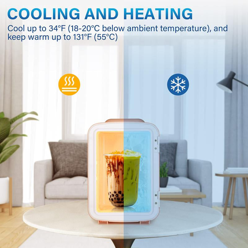 Simple Deluxe Mini Fridge, 4L/6 Can Portable Cooler & Warmer Freon-Free for Skincare, Beverage, Food, Cosmetics, AC/DC